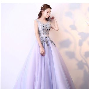 Flowery lavender ballgown dress